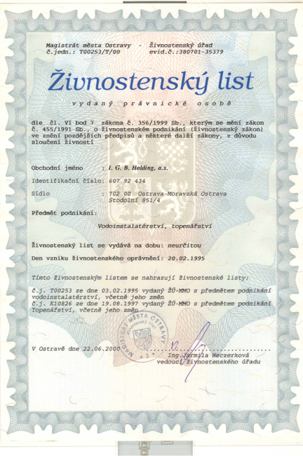 ŽL - vodoinstalatérství a topenářství